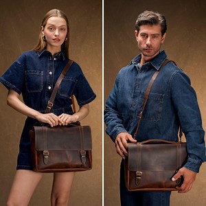 Handmade Leather Briefcase: Personalized Laptop Messenger Bag - Etsy