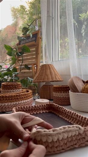 #crochet #اكسبلور #lifeisbutadream crochet t shirt yarn baskets