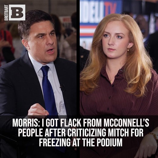 Republican Senate candidate Nate Morris told Katherine Hamilton that he got flack from Mitch McConnell's people after he criticized the octogenarian senator for freezing in the middle of speeches on camera. | Breitbart