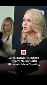 57K views · 717 reactions | "Early warning signs are often evident, with many individuals exhibiting concerning behaviors and making violent threats online prior to their actions." White House Press Secretary Karoline Leavitt addressed the Minnesota mass shooting, reading a personal statement from the First Lady of the United States, Melania Trump. | Newsweek | Facebook