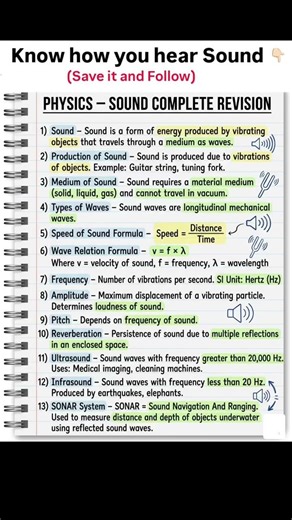 Sound Formula & Concepts in 1 Page | Quick Study Trick