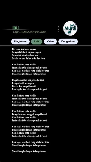 Ibu - Haddad Alwi feat Farhan, Cepet sembuh ibu 🥺 #fulllirik #liriklagu #lirik