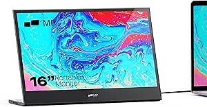 MP Mobile Pixels Glance Laptop Portable Monitor, 16 Inch 1080P FHD Display USB-C/HDMI Portable Monitors, Travel Monitor with Dual Speakers for macOS/Windows/DeX