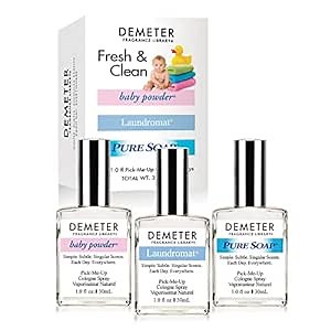 DEMETER Fresh And Clean Collection, Set of 3 Unique Perfumes For Women, Baby Powder, Pure Soap, Laundromat, 1 Oz Each