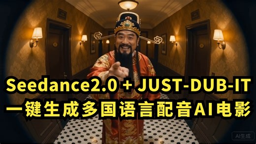 Seedance2.0   JUST-DUB-IT：一键生成多国语言配音AI电影！