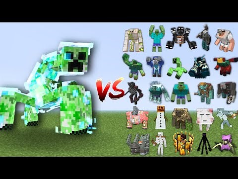 Charged Mutant Creeper vs All Mutant Mobs in Minecraft Mob Battle
