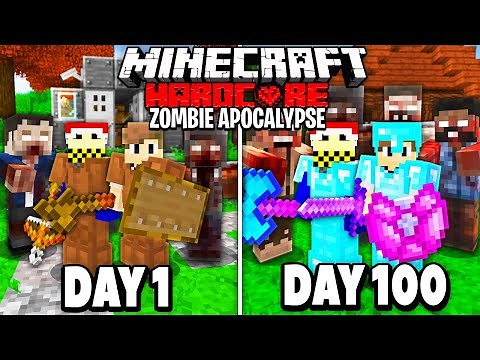 WE Survived 100 Days of HARDCORE Minecraft in a ZOMBIE APOCALYPSE...