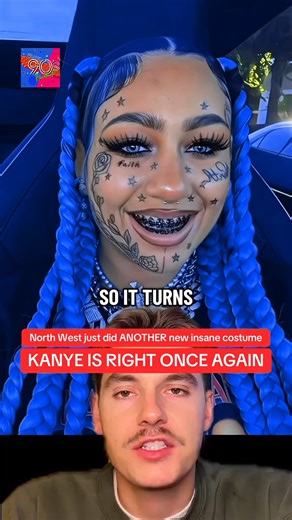 6.6K views · 34 reactions | north west face tattoos blue hair nose finger piercing kim kardashians tv show kanye west response controversial outfit new look jay guapo pink cardigan  what do you think?  | 90s Flashbacks | Facebook