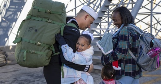 Sailors greeted with tears and cheers as USS Cole returns to home port ahead of Christmas