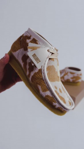 Clarks SS22 Icons Reimagined: Wallabee™ Boot & Trek Mule in Tan Cow Print