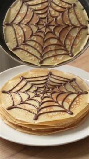 Spider Web Crepes (Easy Halloween Breakfast Idea