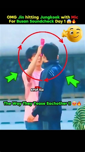 😱Jin Hit Jungkook on Head with Mic Teasing eachother #bts#btsshorts#taehyung#jin#jungkook#jinkook#rm