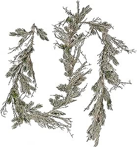 National Tree Company Artificial with Snowy Twig Christmas Garland, Pre-Lit with Warm White LED Lights, 9 ft