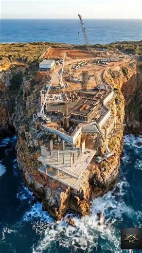 Building a Luxury House on a Cliff 🤯 #construction #aianimation