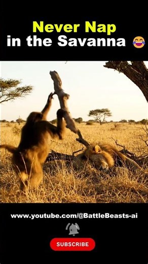 When a Baboon Wakes Up a Lion the Hard Way… #wildlife #lion #animals
