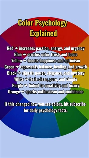 Colors affect your mood more than you think 👀#Psychology #ColorPsychology #PsychologyFacts ￼