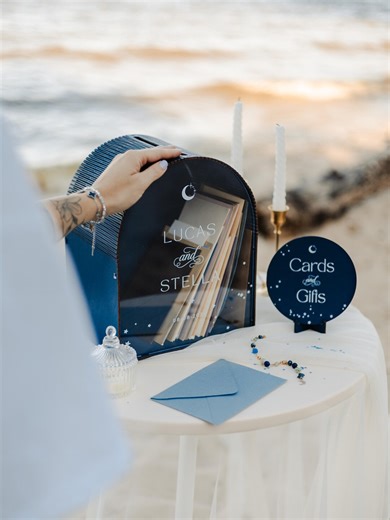 Celestial Wedding Card Box With Acrylic Front, Personalized Card Holder, Custom Wedding Keepsake - Etsy