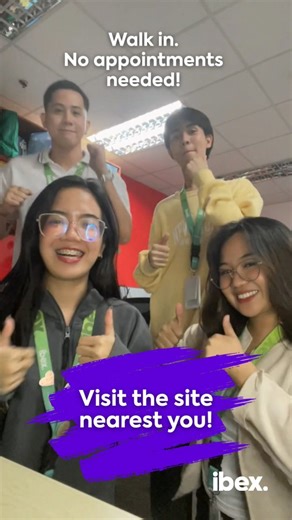 Apply at any of our sites,no appointments needed! Start your journey with ibex today—where your job can become a career full of growth and opportunities. #ibexPH #WeAreIBEX | Ibex Philippines