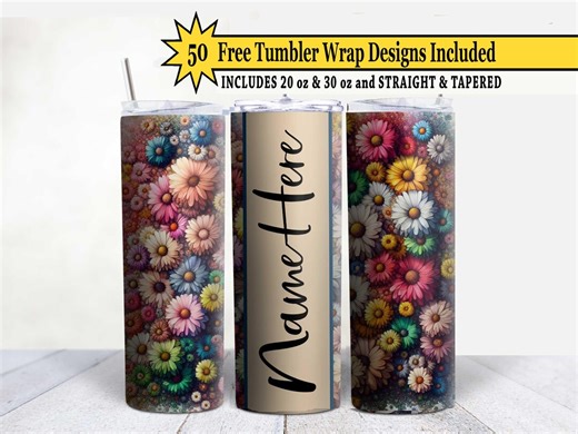 Custom Daisy Tumbler Wrap PNG: Personalized Floral Design (digital Download) - Etsy