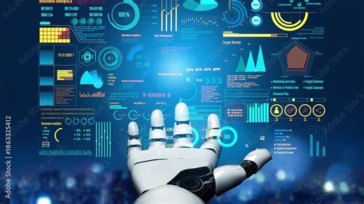 AI artificial intelligence drives data analytics with predictive models, smart dashboards, and virtual assistant insights for data-driven business decisions.