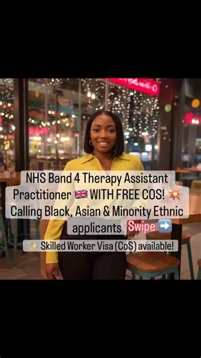 💥 SPONSORSHIP ALERT! 💥 Save this post for later 📌 Nottingham University Hospitals NHS Trust is now recruiting Band 4 Therapy Assistant Practitioners — and yes, visa sponsorship (CoS) is available! 🇬🇧 Here’s what they’re offering: ✅ Visa sponsorship for qualified overseas applicants ✅ Open doors for Black, Asian & Minority Ethnic candidates ✅ £27,485 – £30,162 per year salary band ✅ Permanent NHS role with training & career progression If you’re ready to start your NHS journey but don’t yet 