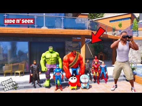 Franklin Trying Finding Shinchan & ALL Avengers for Play HIDE & SEEK IN GTA V