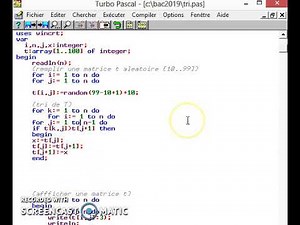 tri,tri tableau, tri matrice, pascal