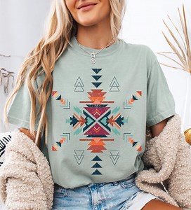 Aztec Clothing Shirt Western Graphic Tee Country Western Shirts, Country Music Shirt, Boho Tribal Print Ethnic Bohemian Trendy Desert Tshirt - Etsy