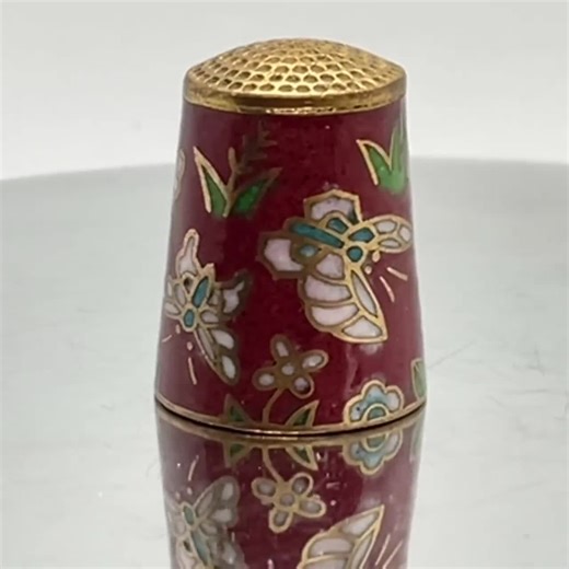 Vintage Cloisonné Thimble – Collectible Enamel With Floral and Butterfly Motif - Etsy