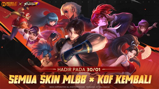 Semua skin kolab MLBB × KOF kembali!! Karina ""Leona"", Dyrroth ""Orochi Chris"", Aurora ""Kula Diamond"", Guinevere ""Athena Asamiya"", Chou ""Iori Yagami"", Gusion ""K'"", Valir ""Kyo Kusanagi"", Paquito ""Terry Bogard"", dan Masha ""Mai Shiranui"", semuanya kembali! Draw skin kolab menghadirkan dua prize pool. Kamu bisa memilih prize pool berdasarkan skin yang kamu inginkan. Kedua prize pool memiliki progres Bingo yang sama, dan hadiah utama dari Bingo akhir bergantung pada prize pool draw te