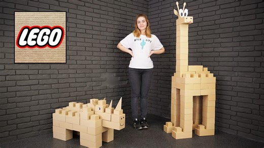 DIY giant Lego block cardboard figures