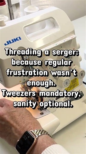 THIS: Threading my serger is not my favorite thing about sewing #sewingblogger 🧵😜 #sewing