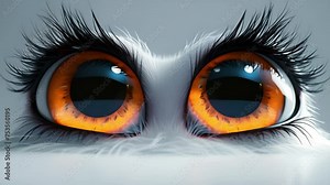 Cute cartoon eyes looking around. Eyes Animated Emoji. Mega close up, 4K resolution loop animation. Funny eyes movement