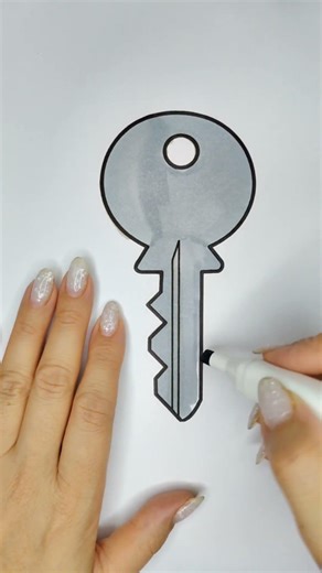 Key Drawing Coloring | Easy Drawing & Coloring Tutorial 🎨🔑