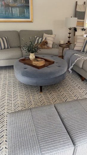 Your sofa, your way 💙 We love @‌ourdreamhome_port's custom sofa! Made to order in North Carolina, our Bassett team crafts custom upholstery to fit everyone’s style. Explore endless options at https://bit.ly/442YEdk | Bassett Furniture