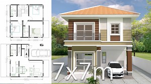 Home Design Plan 7x7m with 3 Bedrooms - SamPhoas Plan