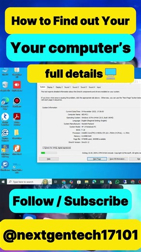 How to Find out Want computer’s full details🖥️ #pctips #pcsolution #windows #computer #techtips