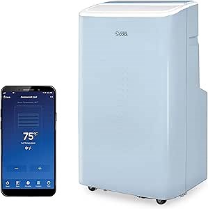 Commercial Cool Portable Air Conditioner, Dehumidifier & Fan, Portable Air Conditioner 9,000 BTU Covers up to 400 Sq. Ft., Wifi Enabled, Blue