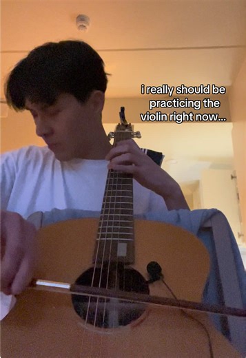this counts as practice tho right?? also does this hurt the guitar/bow, i need to know #fyp #violin #guitarcello #violinist #practice