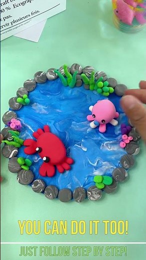 🦀 Underwater Adventure: Making a Clay Pond with Sea Creatures! 🌊 #5minutecrafts #5minutecraftsplay