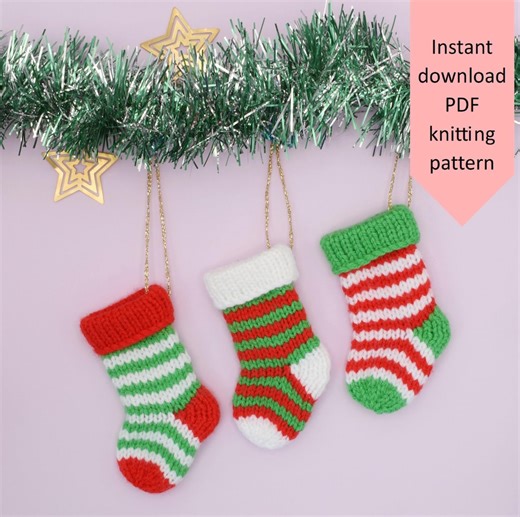 Simple Stripy Stockings Christmas Knitting Pattern (PDF Digital Download) - Etsy UK