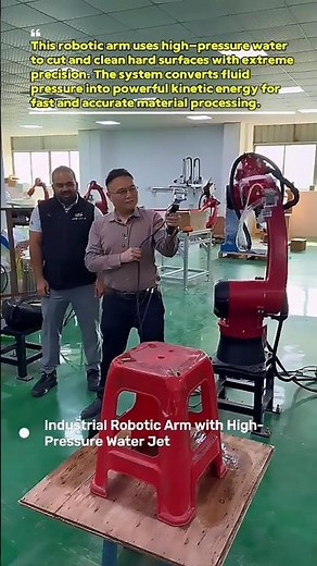 Robotic Water Jet Cutting Test on Plastic Stool #robotics #automation #USA