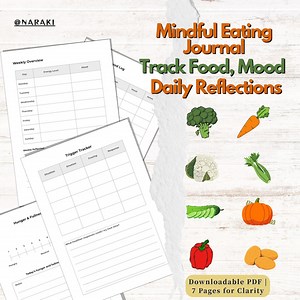Mindful Eating Journal: Food & Mood Tracker (printable PDF) - Etsy Canada