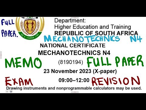 Mechanotechnics N4 November 2023 Memo, Full Paper @mathszoneafricanmotives @mathwithlightone
