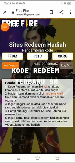 FREE FIRE Game Promotion and Code Redemption Details