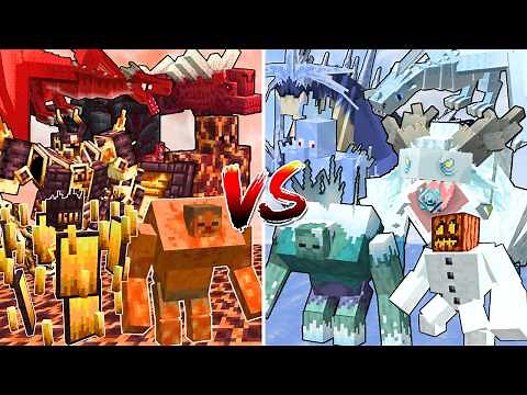 ALL FIRE MOBS vs ALL ICE MOBS | Minecraft Elemental Mob Battle