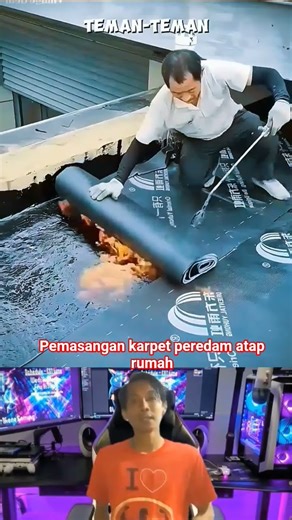 the process of installing soundproofing carpet on the roof of the house#tutorial #shorts