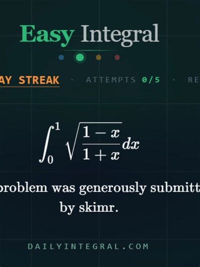 8/25/26 Easy Integral from the DailyIntegral #math #dailyintegral #calculus #integration