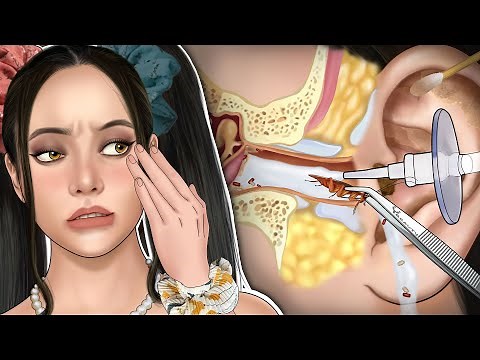 ASMR 중이에서 바퀴벌레 유충을 영구적으로 청소 | Ear Cockroach Larvae Removal Animation | Ear Cleaning Animation