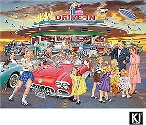 1000 Piece Puzzle for Adults ROSILAND Solomon Willy's Drive in 27X20 Diner Jigsaw by KI Puzzles